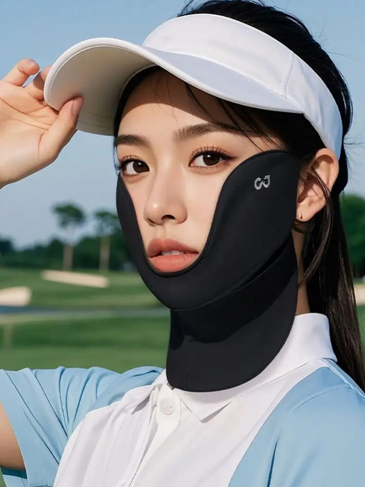 AliExpress NONE Ice Silk Sunscreen Face Neck Mask UV Protection Cooling Breathable Hidden Mouth Design Adjustable Earloop for Golf Sports Women