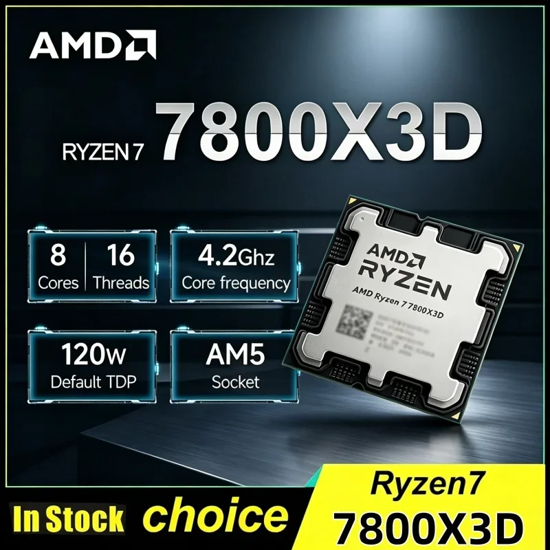 

5NM Craft AMD CPU Ryzen 7 7800X3D 5.0GHz 8-Core 16-Thread 96M 100-100000910 AM5 Tray Hardware Excluding Original Cooling Cooler