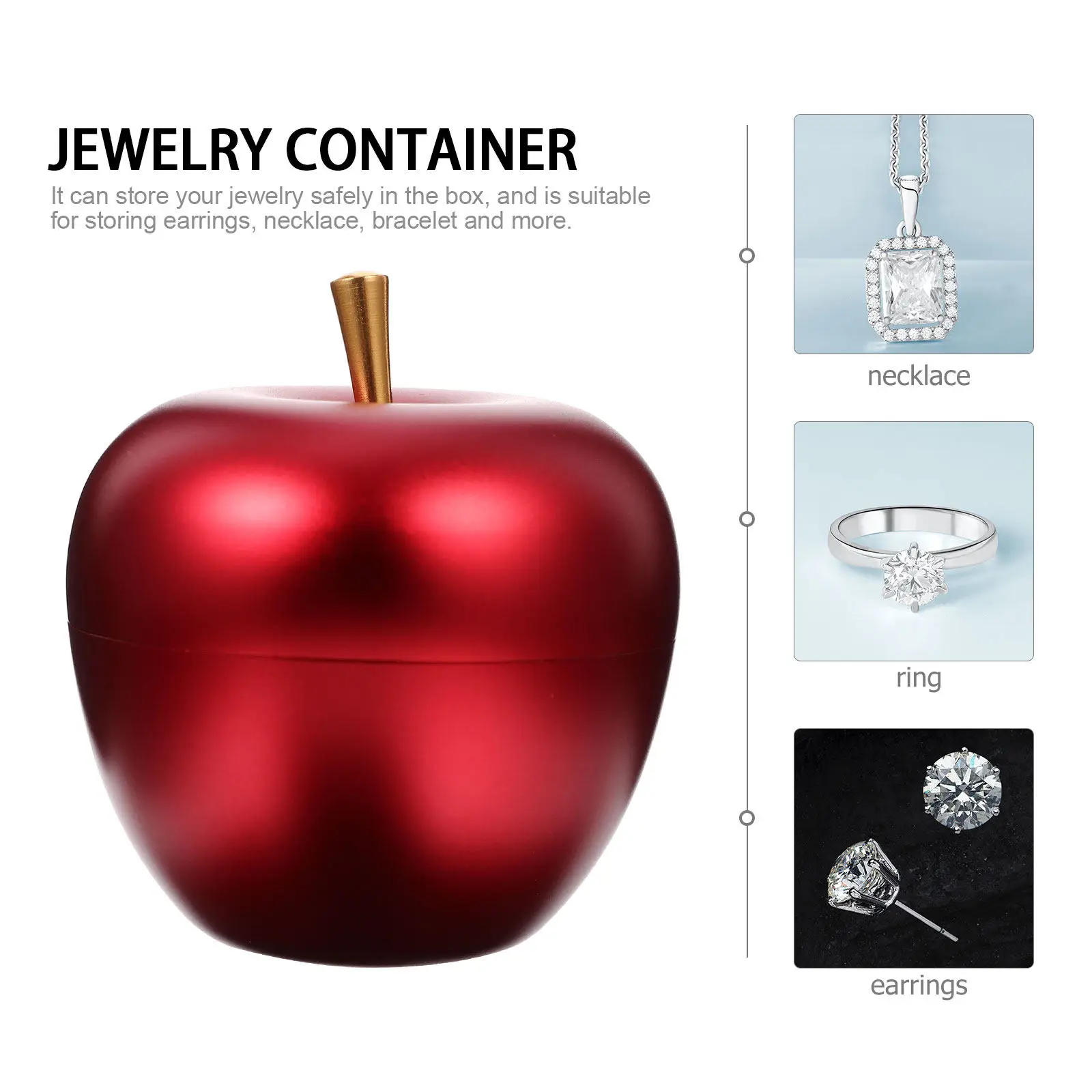 

Коробка для хранения украшений из алюминиевого сплава в форме яблока, креативный металлический органайзер для ювелирных изделий, декоративный футляр для хранения мелочей, для серег