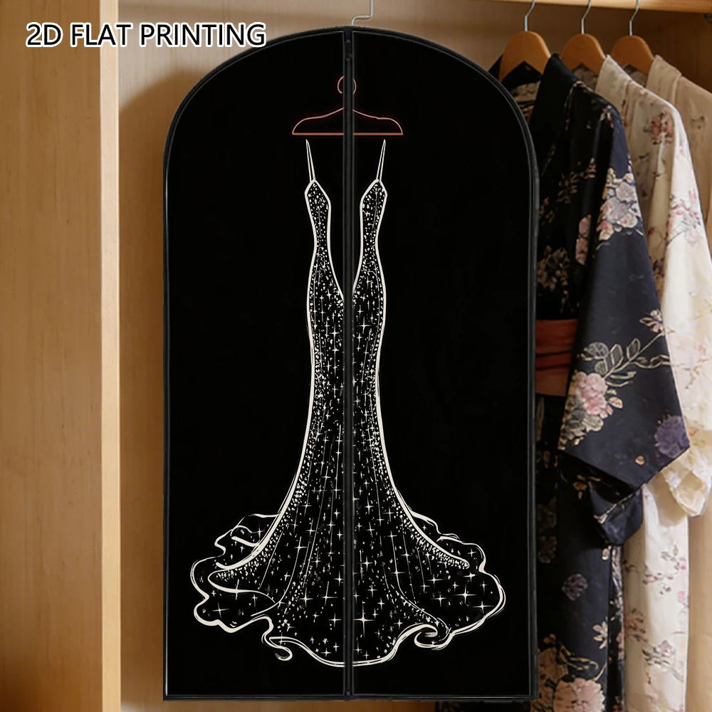 1pc sparkly evening gown Compressed Dust Cover Clothes Compression Hanging Storage Bag Household Wardrobe Organizer