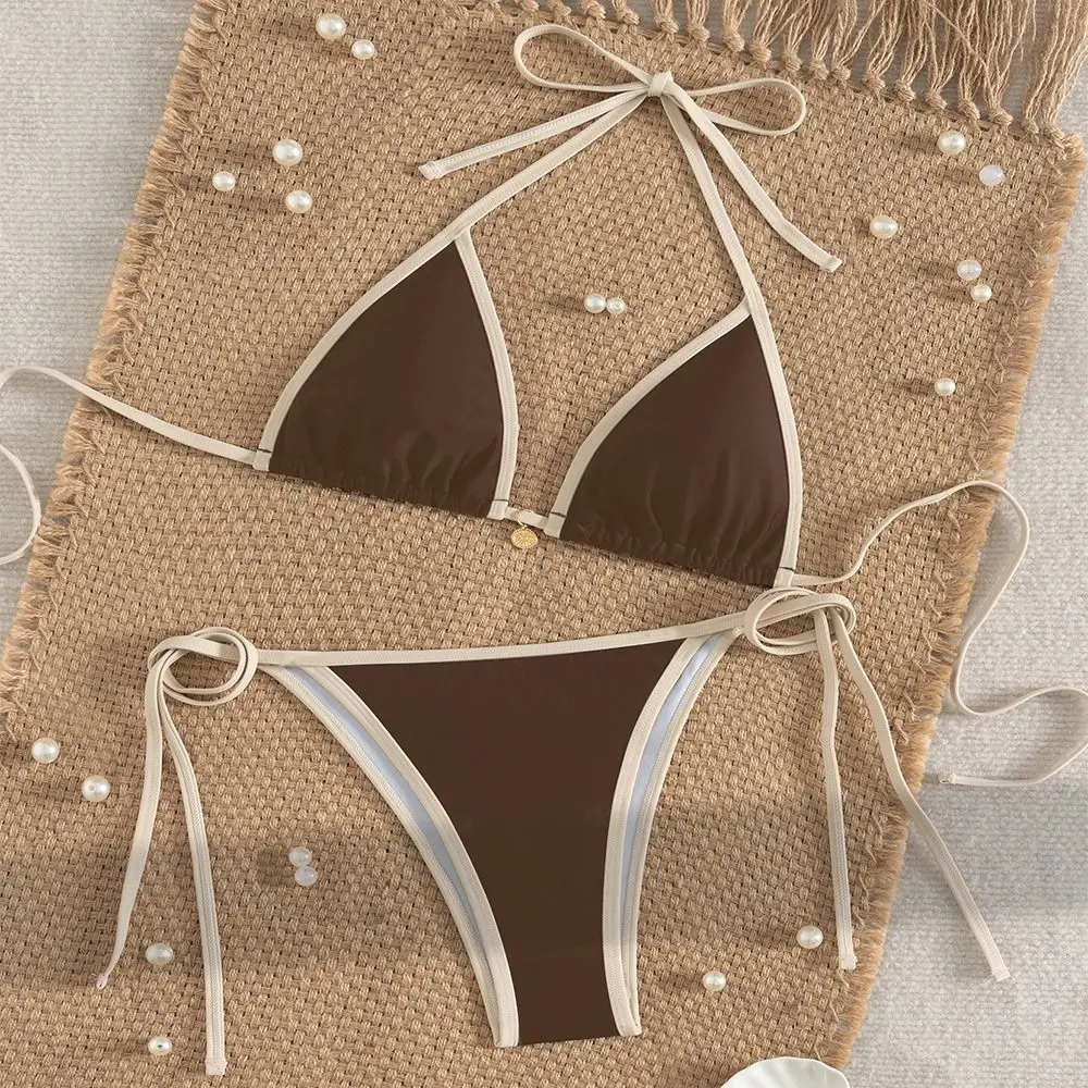 

2Pcs/Set Fashion Summer Beach Bikini Halter Casual Bikini Set Brazilian Bathing Suit Women Swimsuit Holiday