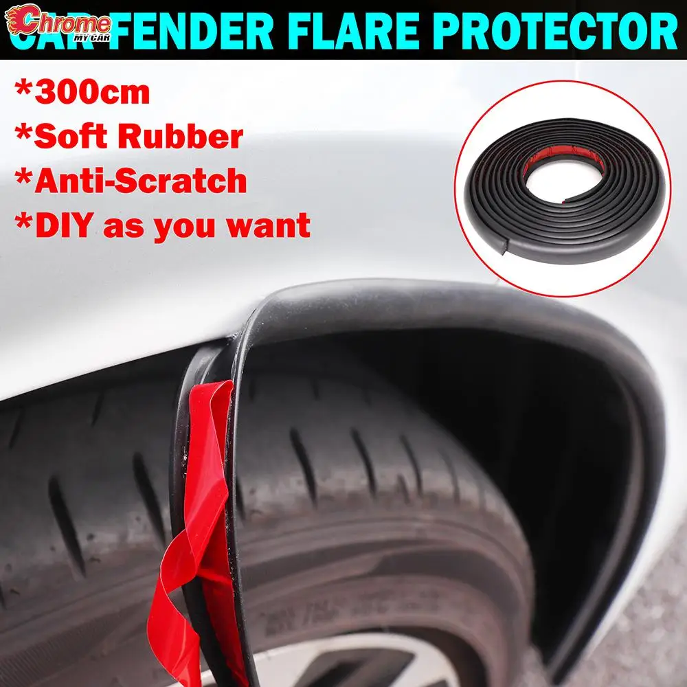 300cm Universal Car Rubber Mud flaps Splash Guard Fender Flare Extension Wheel Eyebrow Trim Protector Door Lip Seal Strip Cover