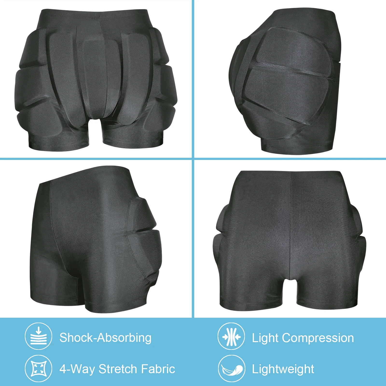 AVIVOR Protective Shorts with 3D Padding for Kids Shielding Hips Buttocks and Tailbone During Snowboarding Skating Skiing