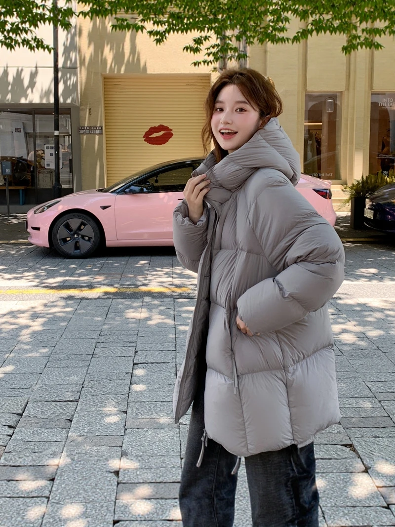 

Women's Mid-Length Hooded down Cotton Jaet Thiened Autumn Winter New Sle Korean Loose Bread Sle Warm Coat Outerwear