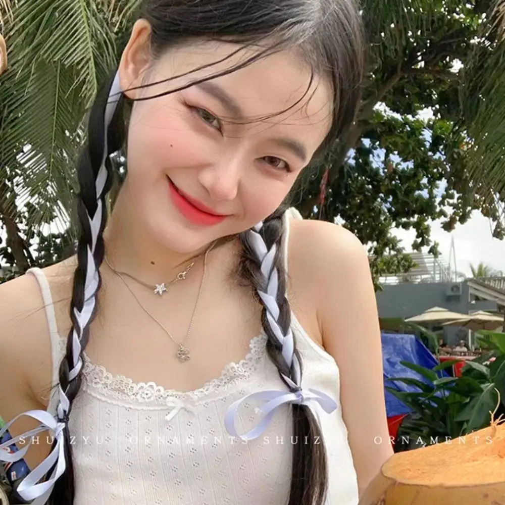 New Colorful Braided Ribbon Hair Band Twist Headwear Silk Hair Tie Long Hair Accessories Headband Girls