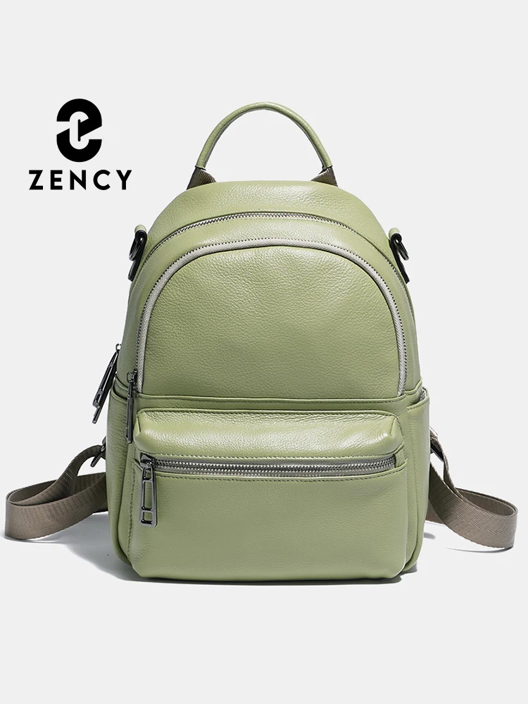 Zency Women Leather Backpack Knapsack Girls Backpacks Satchel Shoulder Grey White Large Capacity Ladies Travel School Bag Green