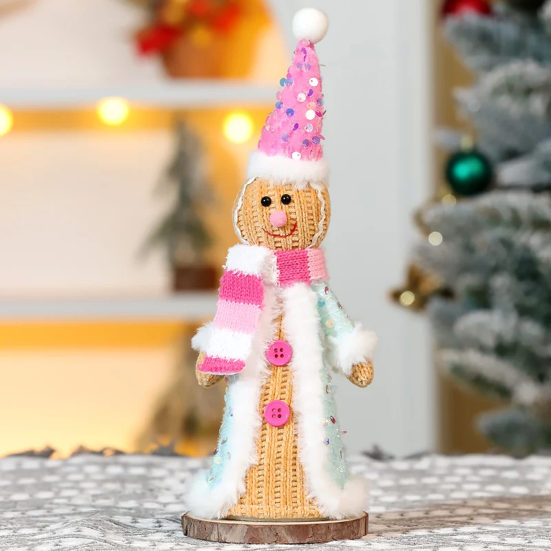 Christmas gingerbread figurine decoration, Christmas knitted standing doll, Christmas Eve children's gift