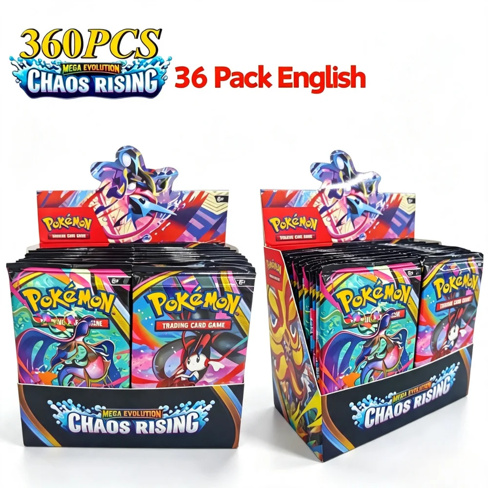 HOT Pokémon Cards Chaos Rising Booster Box 36 Packs 360 Cards English TCG Collectible Trading Card Game Toys for Kids Gift