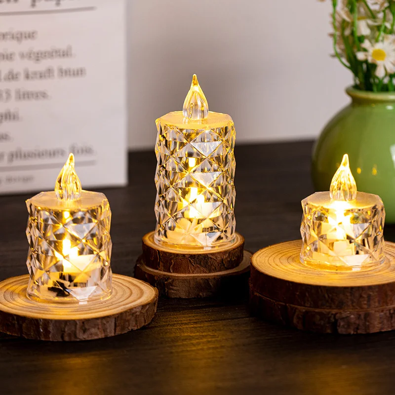 6/12/24pcs Beautiful And Elegant 3pcs Battery-Powered Flameless Candle Lights, For Weddings, Parties, Christmas Decoration