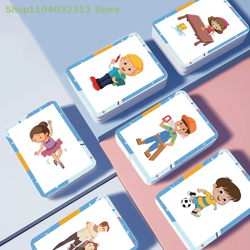 50 قطعة من البطاقات التعليمية للمحادثة خط سلوكات العمل لماذا أفعله بطاقات فلاش تعلم التحدث بطاقات عائلية