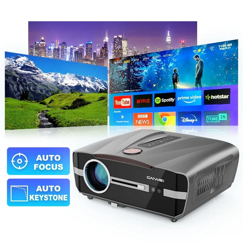 caiwei new design A9T Android WIFI Business projectors 4K Presentation equipments Smart 4k Projectors for TV Home Cinema