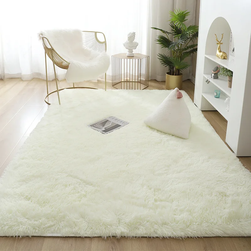 

Fluffy Carpet Rainbow Gradient Colors Floor Mats Faux Fur Rug Baby Crawling Long Pile Cushion Modern Home Large Area Pad