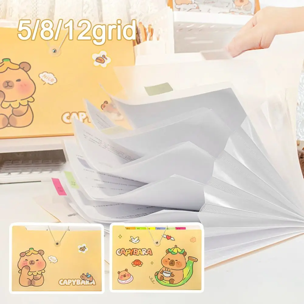 Capibara A4 Document Bag Large Capacity Waterproof File Folder Organ Bag Envelope Folder Test Paper Storage Bag