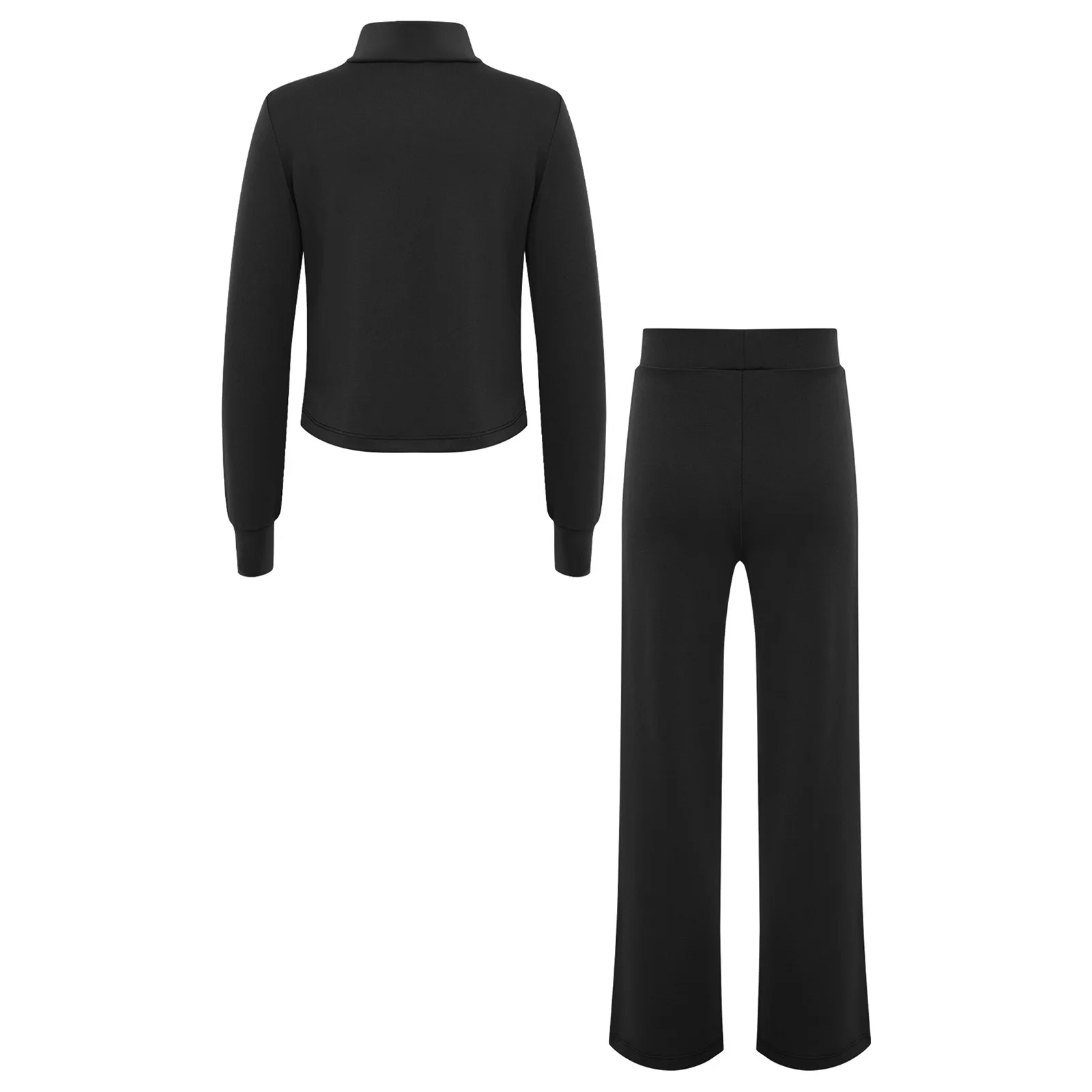 Kids Girl Lyrical Modern Dance Practice Outfit Sports Set Long Sleeves Thumbholes Jacket with Pants for Workout Exercise Running