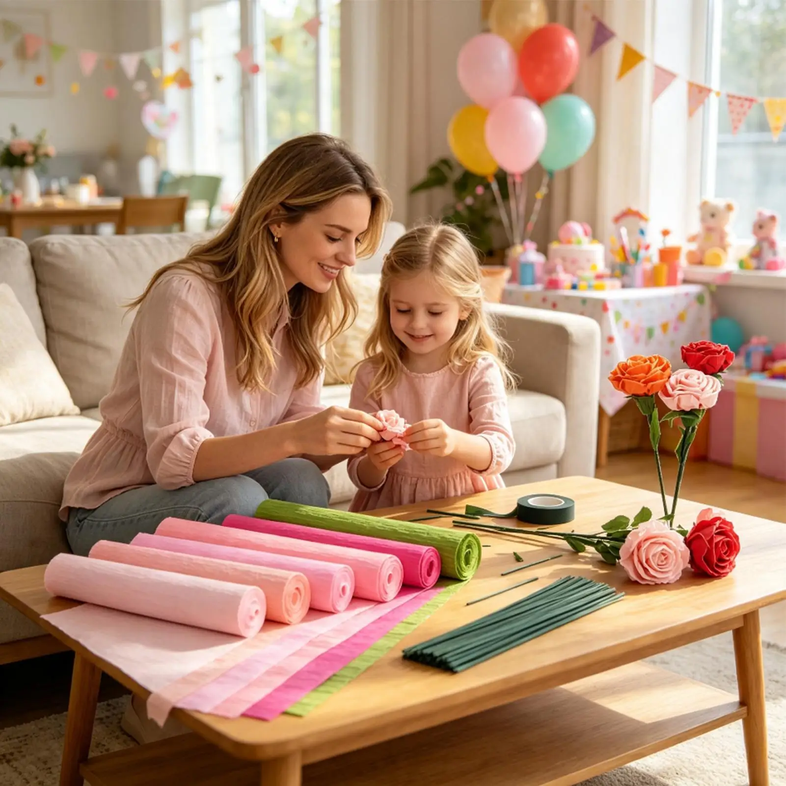 Crepe Paper Rolls Artificial Fade-Resistant With Wire Flower Decoration Art Crepe Paper For Wedding Engagement Graduation