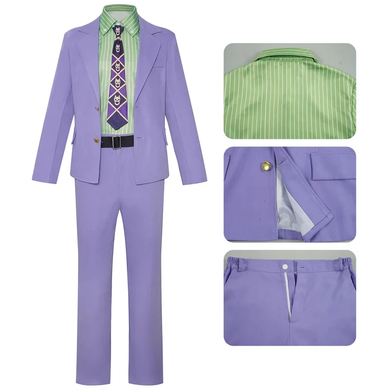 

★Halloween Cosplay Costume Anime Jojo's Kira Yoshikage Bizarre Adventure man Uniform Coat Pants Tie ♥ All corners of the country