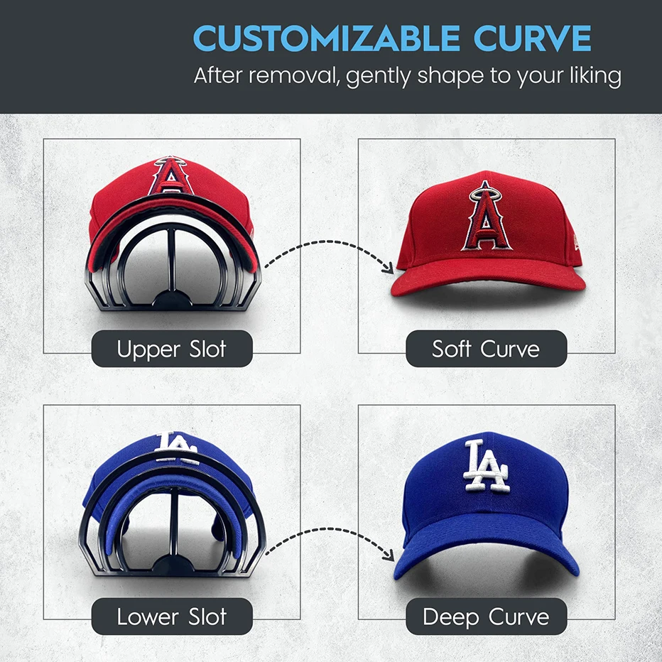 Hat Brim Bender 2 Curve Options No Steaming Required Baseball Cap Hat Edges Curving Band Accessories for Perfect Brim Curves