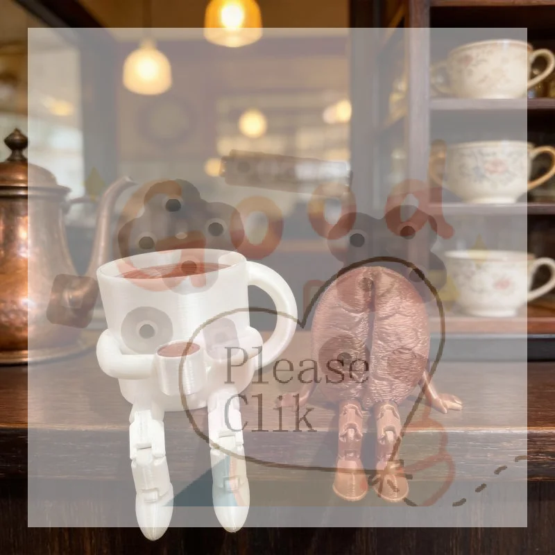 【HG】3D Printed Coffee Partner Cute Coffee Cup Coffee Bean Desk Decor Fidget Toys For Coffee Lovers Home Office Ornaments