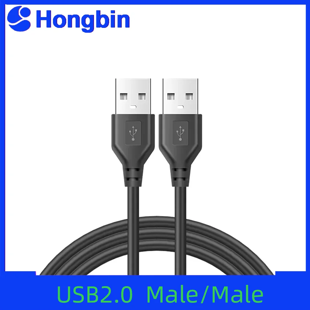 0.5/1/1.5m USB A Male To USB Male Dual USB 2.0 Cable For PC Radiator Hard Disk Webcom Camera USB Date Transmission Extender Cord