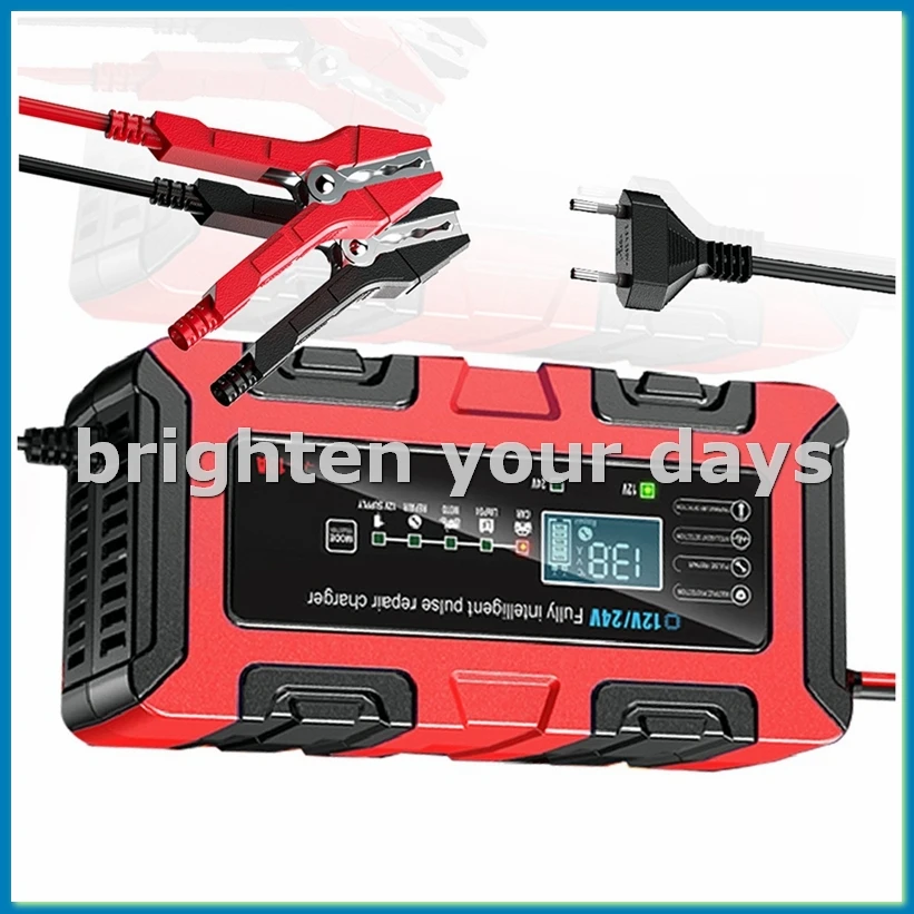 10A 12V/24V Smart Car Battery Charger Maintainer Electric Motorcycles Charger for Lead-Acid GEL Batteries EU Plug-VVNB