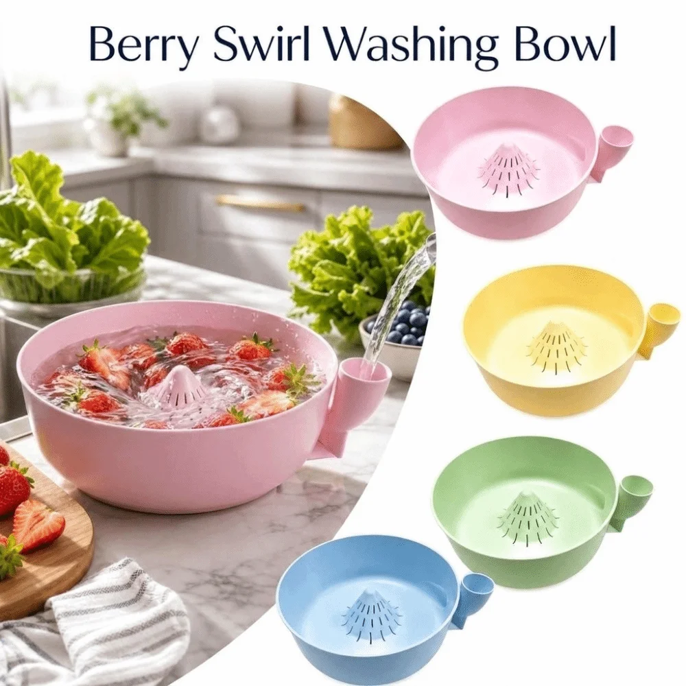 Rotating Berry Swirl Washing Bowl Quick Drain with Drain Holes Automatic Fruit Wash Bowl Multi-functional Easy Clean