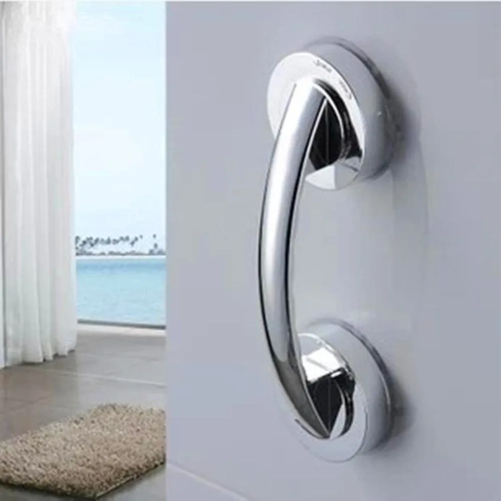 Bathroom Handrail Suction Cup for Bathroom Accessories Glass Door Handle Children Elder Strong Sucker Silver Hand Grip 2024
