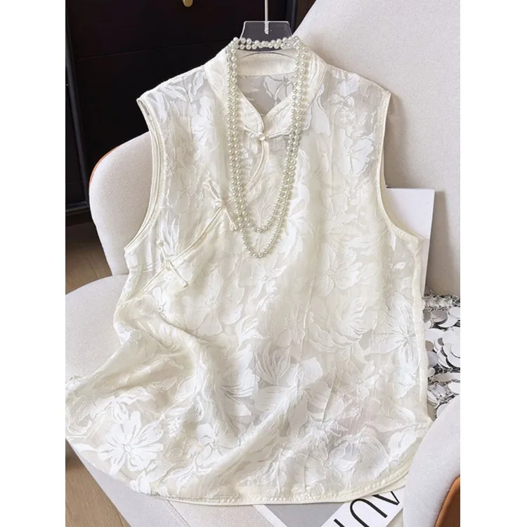 

New Chinese Sle Embroidered Vest Heavy Embroidery Buttonl Svel Tang Top Summer 2025 Faion Traditional Costume