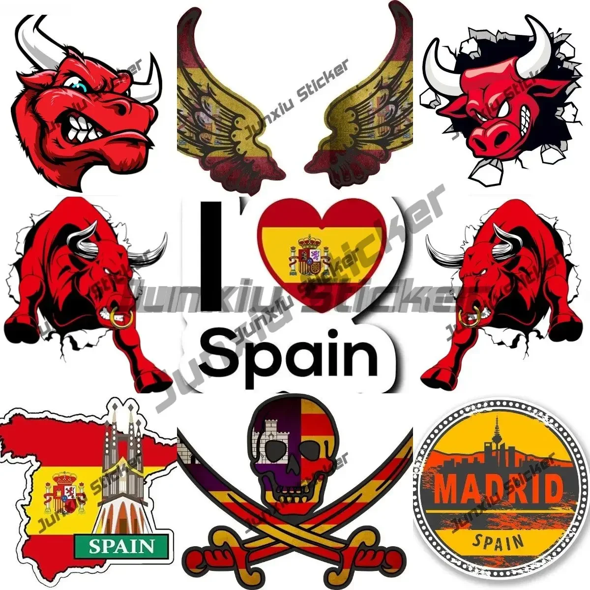 Madrid Sevilia Barcelona Spain City Travel Decals Spain Toro Matador Espana Bull Flag Decals Spanish Matador Sticker Accessories