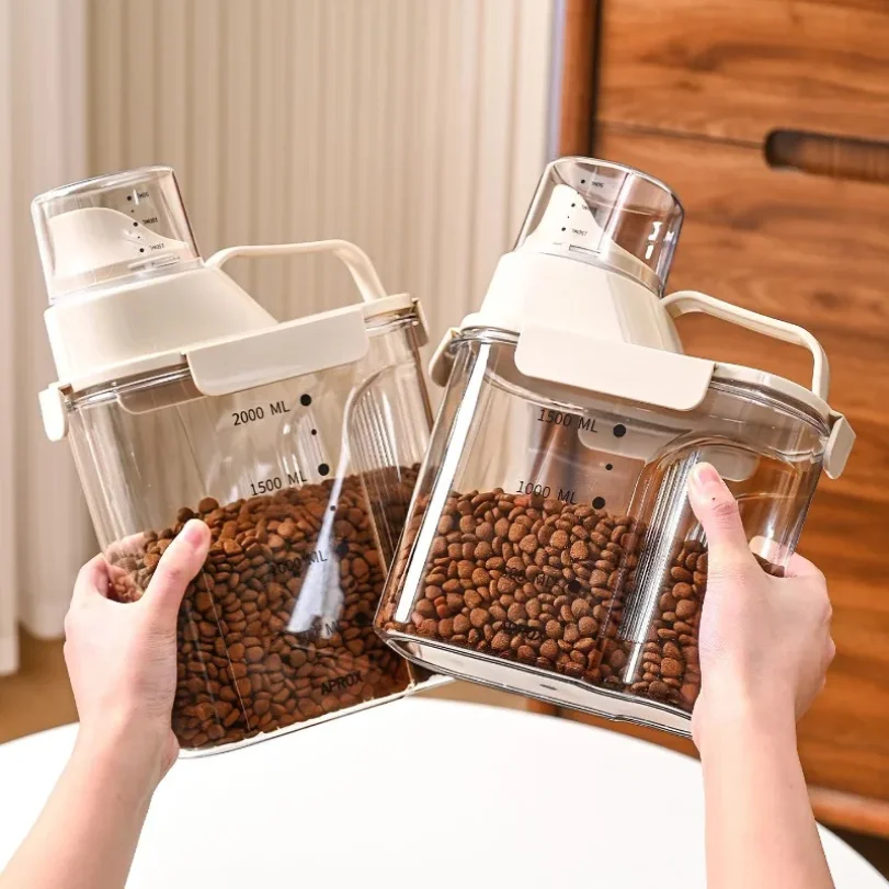 

Thickened Dog Food Storage Bucket Pet Food Grain Storage Tank Kitchen Storage Rice Box Cat Food Grain Sealed Jar 2L/2.5L/3L