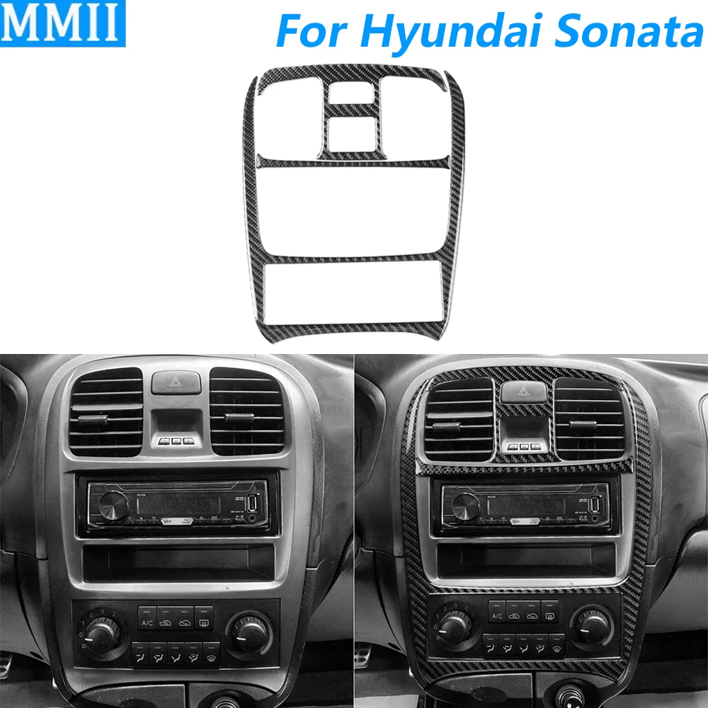 

For Hyundai Sonata 5th 2002-2005 Carbon Fiber Central Air Conditioning Vent Radio CD Control Panel Cover Car Accessories Sticker