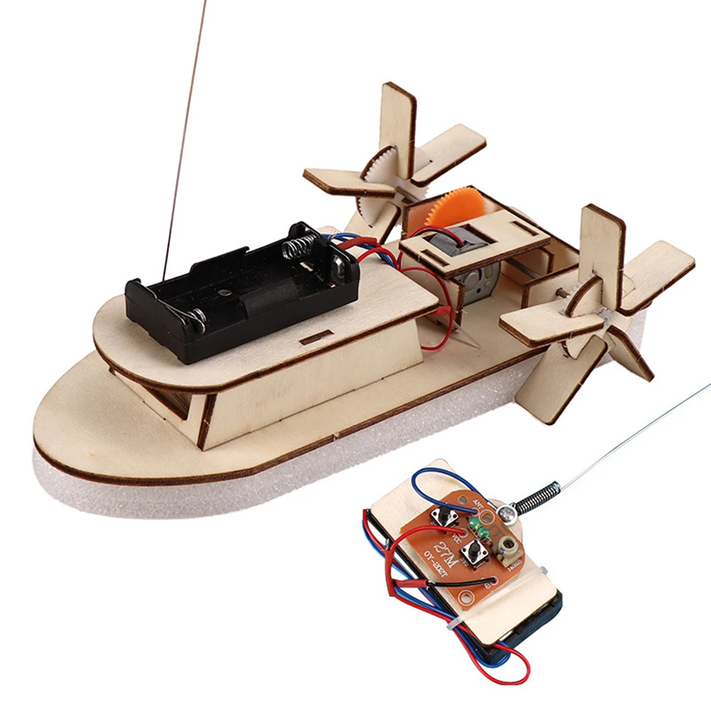 Material Kits Kids Educational Toys Students DIY Paddle Wheel Ship Assembling Model Remote Control Educational Toys