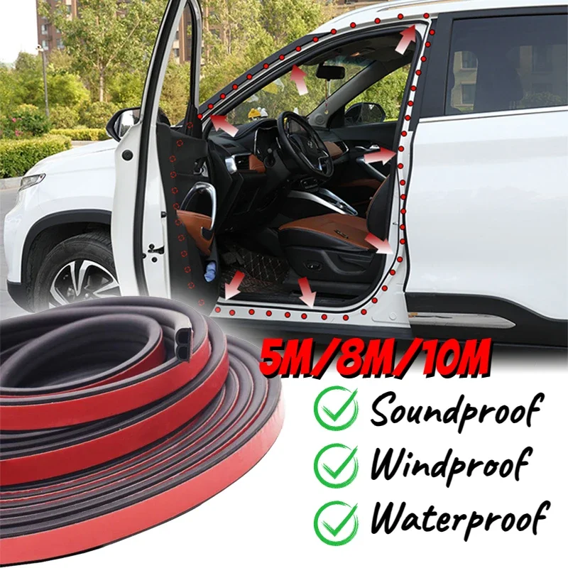 B Shape Car Door Seal Strip Weatherstrip Rubber Anti-Dust Noise Soundproof Leak-proof Window Seal Strip Car Interior Accessories