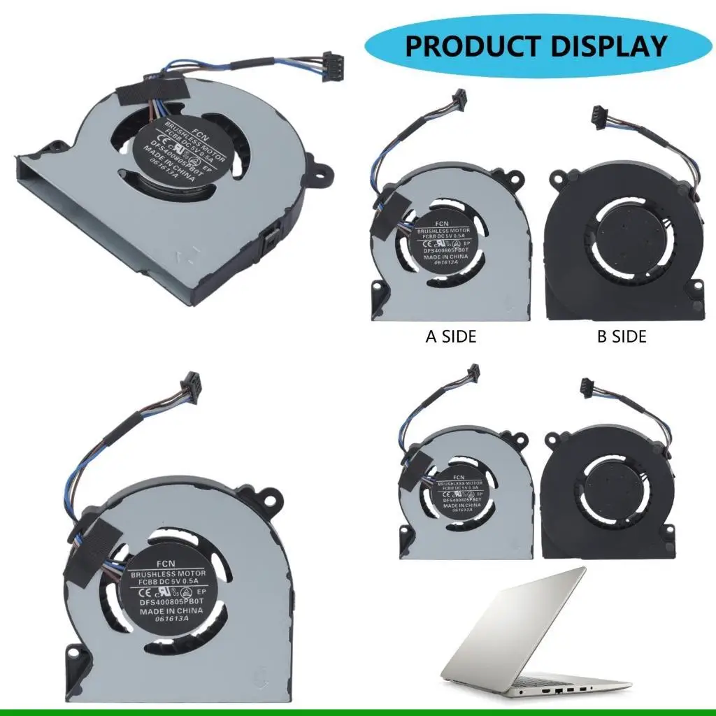 U55C Replacement Laptop Cooling Fan DC5V 4wire Radiator for HP Elitebook 720 820 G1