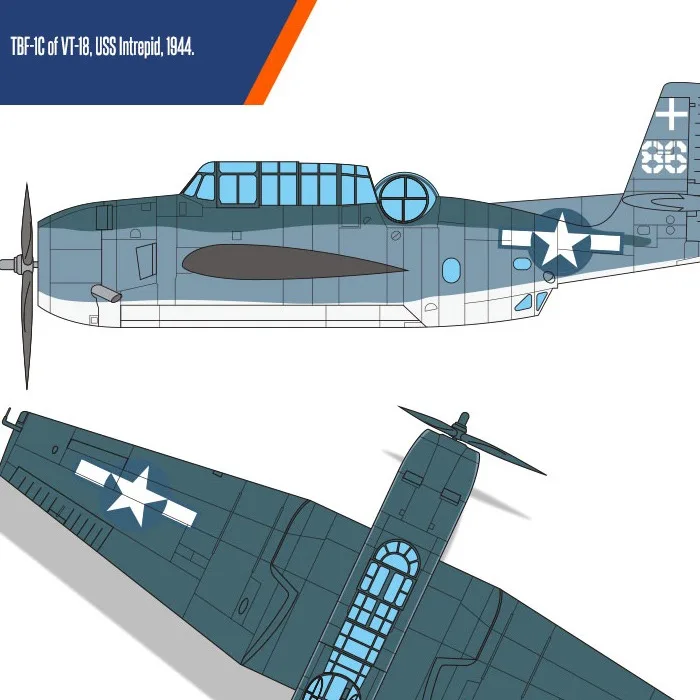 مجموعة نماذج مقياس الأكاديمية 12340 TBF-1C طائرة طوربيد رايت باي باتل 1/48