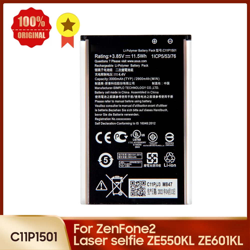 

Phone Replacement Battery C11P1501 For ASUS ZenFone2 Laser selfie ZE550KL ZE601KL Z00LD Z011D ZD551KL Z011D D551KL 3000mAh