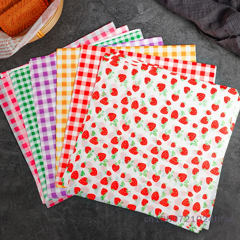 100 Pcs Paper Liners Sandwich Wrapping Paper 7 Colors Wax Paper Sheets For BBQ Picnic Festival Party Fast Food