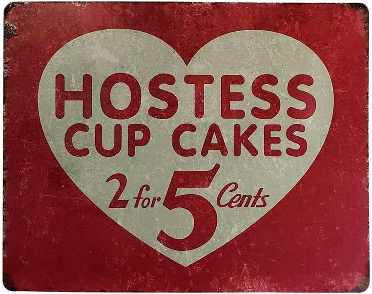 Bundle Hostess Cupcakes Retro Tin Sign Décor - Vintage Inspired Metal Sign with Screws for Hanging to Display in Your