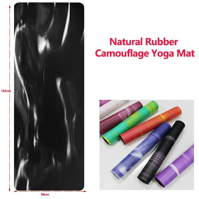 183cm Natural Rubber Camouflage PU Yoga Mat Dry Absorption Color Contrast Series Non Slip PU Rubber Yoga Exercise Pad Gymnastics