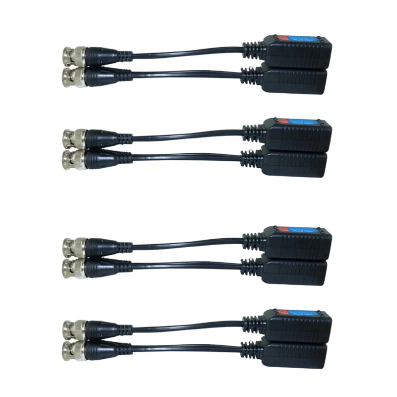 4 Pairs Video Balun Cable Set 8MP HD Transmission Twisted Transmitter BNC To RJ45 Adapter Support HDCVI TVI AHD Camera, Durable