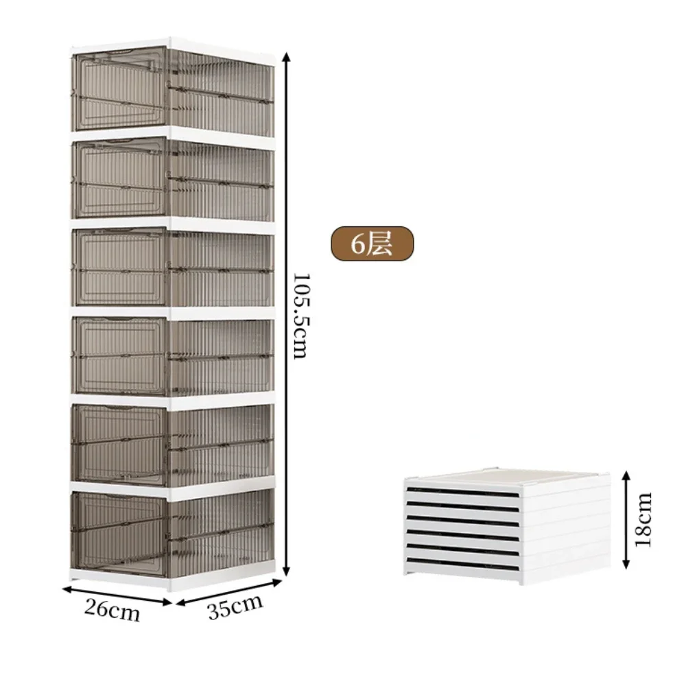 6-Tier Foldable Stackable Shoe Storage Boxes with Lids Storage Portable Transparent Folding Multi-layer Integrated Shoe Cabinet