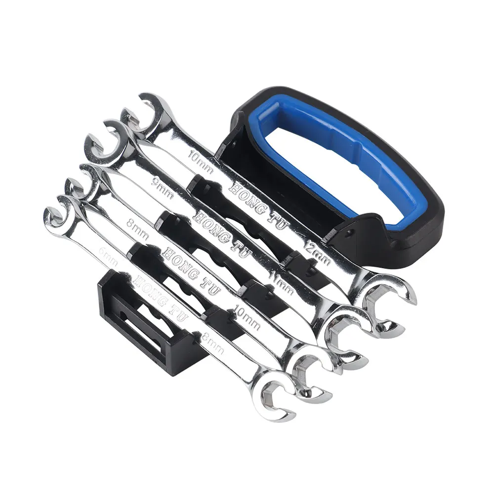 Flare Nut Wrench Set Oil Pipe Wrench Spanner Set with Plastic Rack