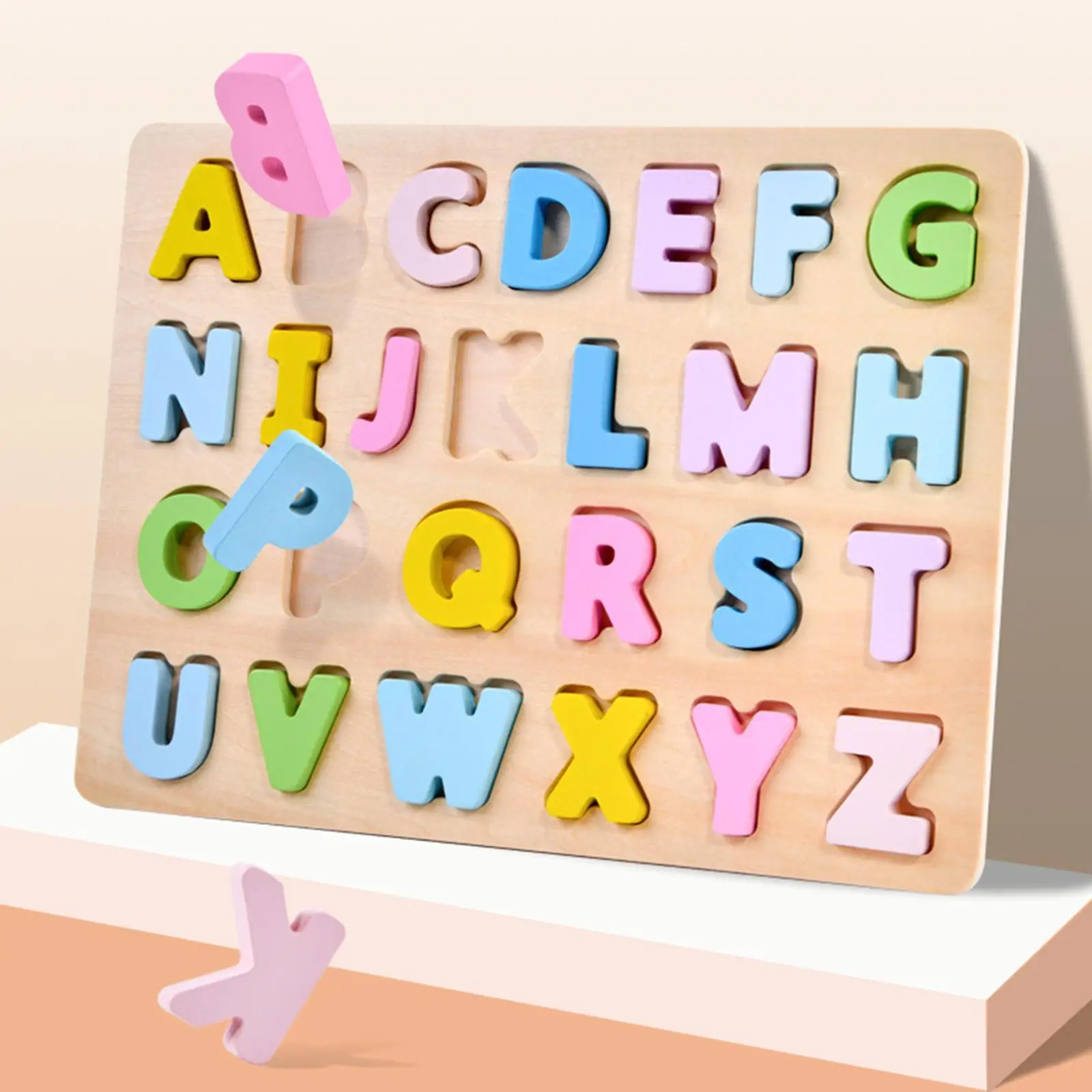 Alphabet Wooden Puzzle Recognition Toy Hands on Fine Motor Skills Jigsaw Puzzle Educational Toy for Children Boys Girls Kids