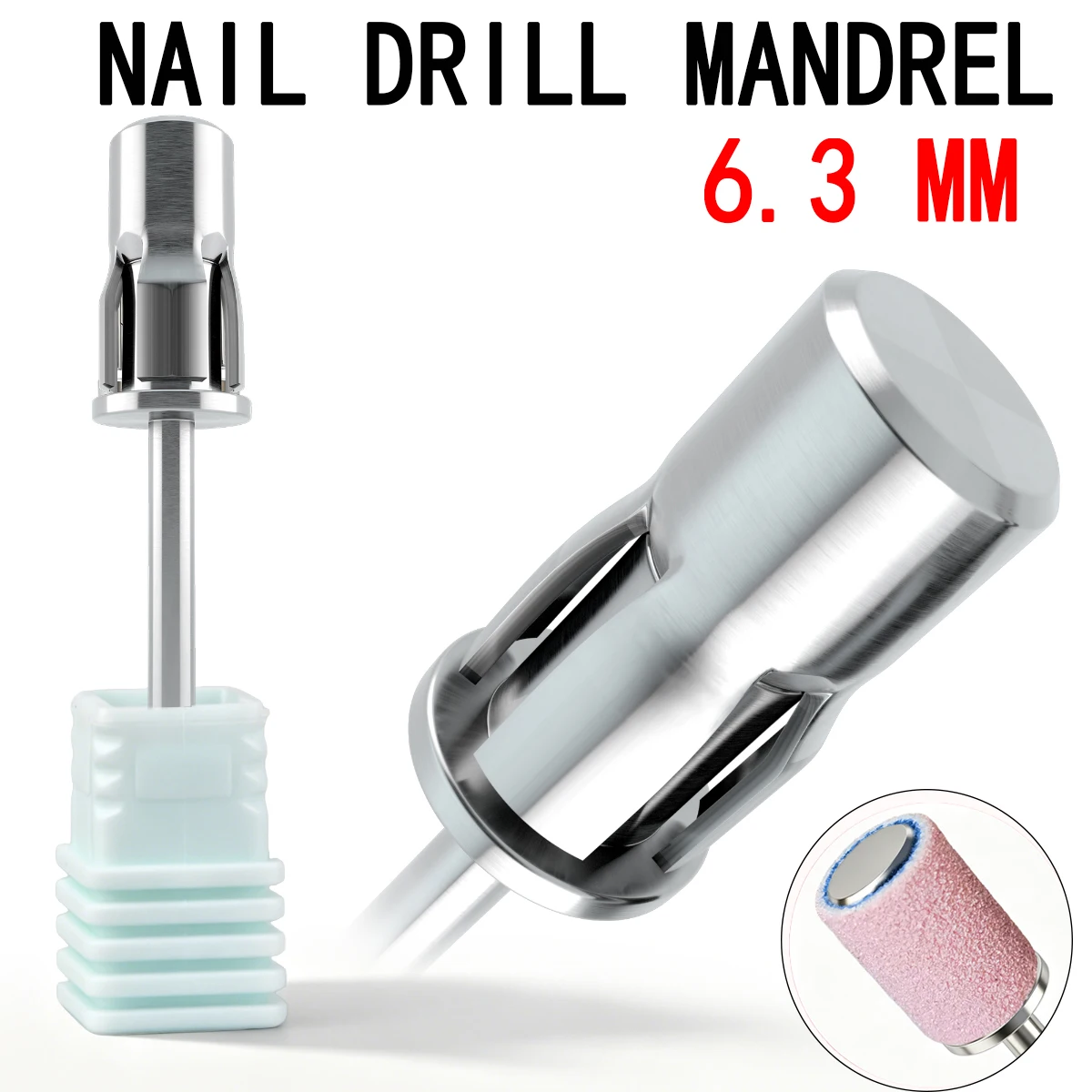 6.3mm Nail Drill Bits Carbide Tungsten Large Nail Drill Machine Mandrel for Gel Acrylic Remover