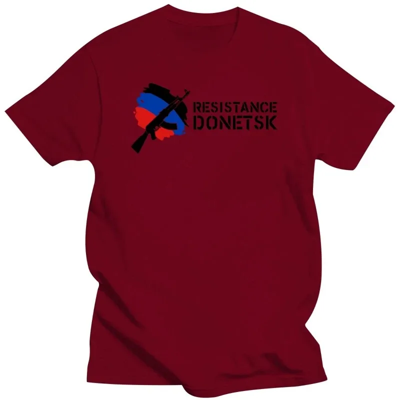 Donetsk Resistence AK Flag T Shirt. New 100% Cotton Short Sleeve O-Neck T-shirt Casual Mens Top