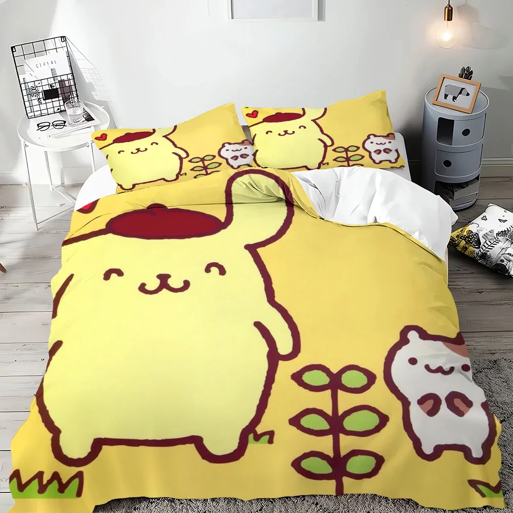 Sanrio Pompompurin Bedding Sets Cute Comforter Cover Bed Cover Duvet Cover Pillow Case 2-3 Pieces Sets Multi-size Home Decor