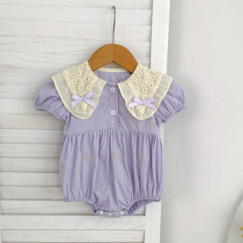 Sommer Baby Mädchen Kleidung Neugeborenen Strampler baby mädchen Nette Schleife Puff Sleeve Dreieck Klettern Anzug Prinzessin Onesie Krabbeln Strampler