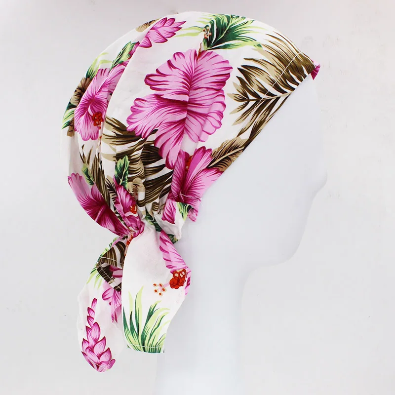LOVINGSHA Girl Floral Bandanas Women Hip-hop Turban Cap Headwear Lady Rural Caps Female Fashion Headscarf Polyester HD008