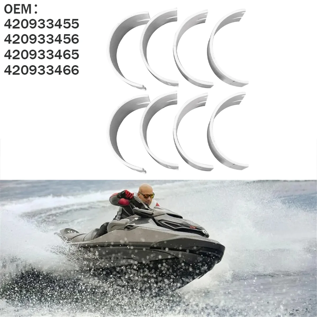

420933456 420933466 Half Plain Bushing Main Bearing Kit for Sea-Doo RXT GTX GTI Wake GTS GTR 130 155 170 215 230 260