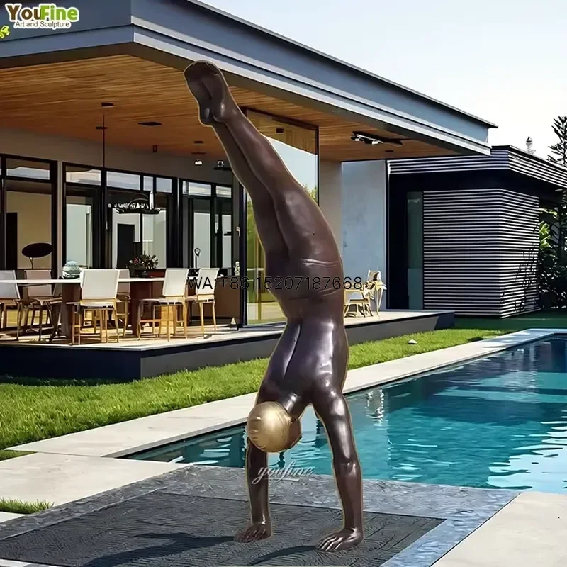 Wmwmnu Life Size Outdoor Athletic Male Diving Pose Bronze Swimmer Statue for Garden Yard Decor