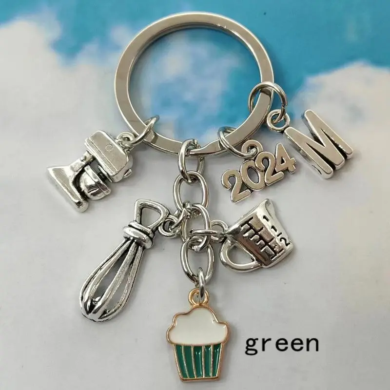 New A-Z Letter Fashion Kitchen Key Chain Recipe Cake Baking Accessories Charming Chef Bread Manufacturer Cake Key Chain